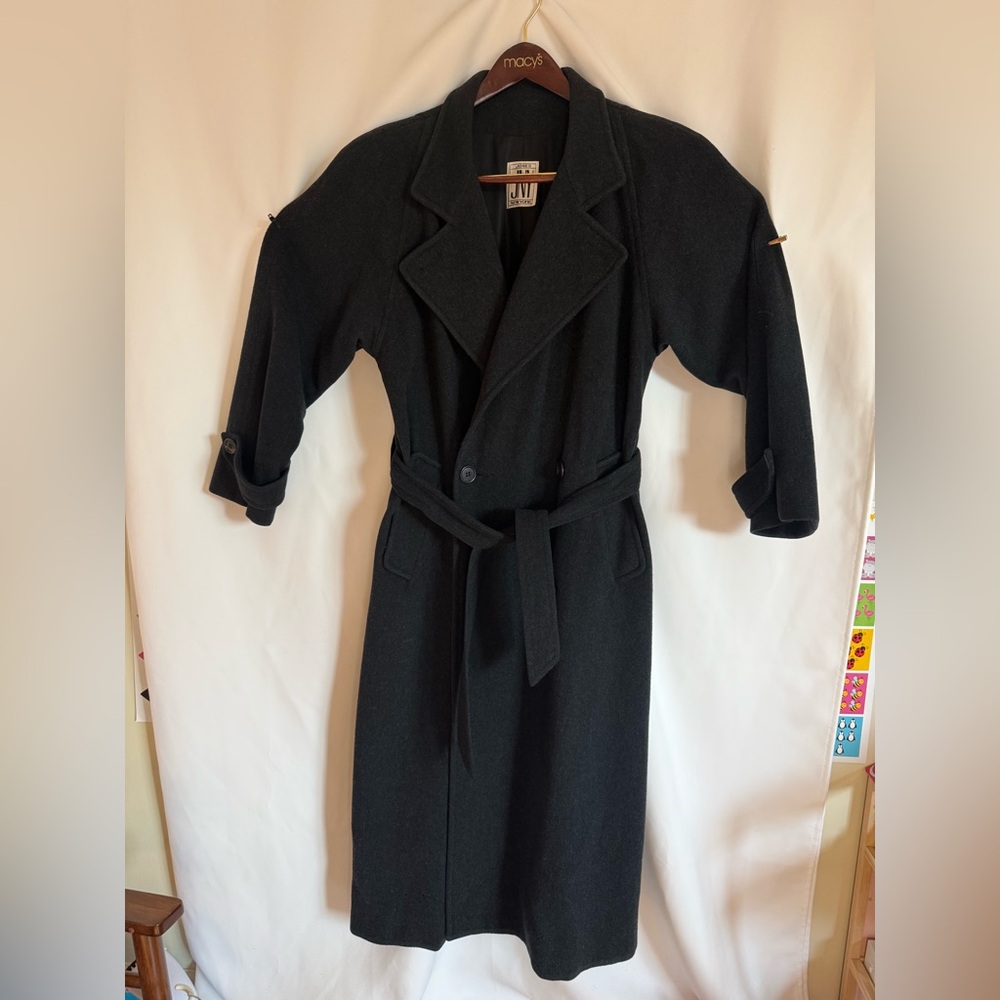 Vintage Jones New York Women’s Single/ Double Belted Trench Over Coat Grey M/L